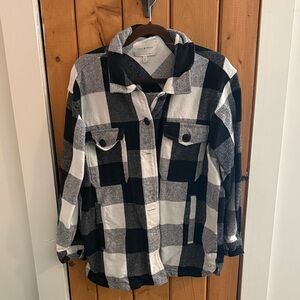 Lucky Brand Black and White Checkered Utility Jacket
